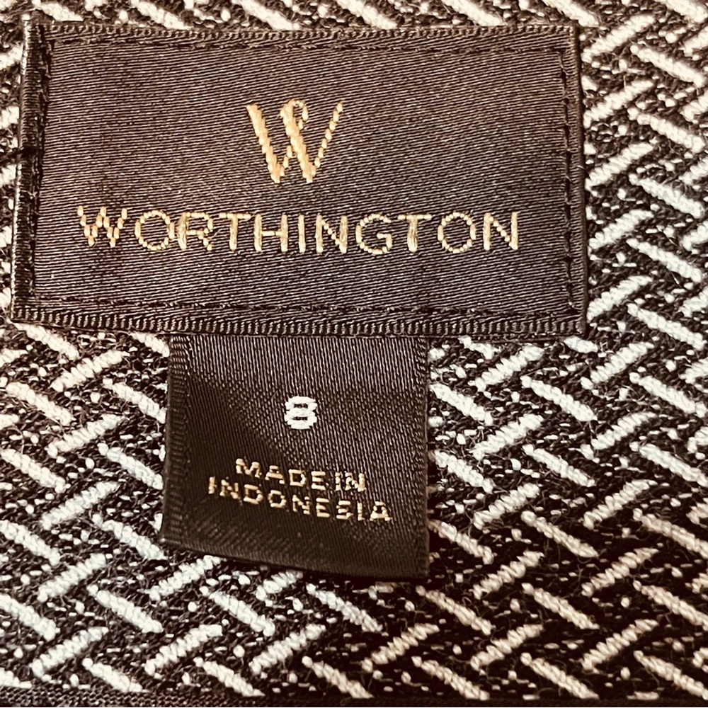 Worthington Black and White Textured Pencil Skirt with Front Zip - Picture 3 of 7